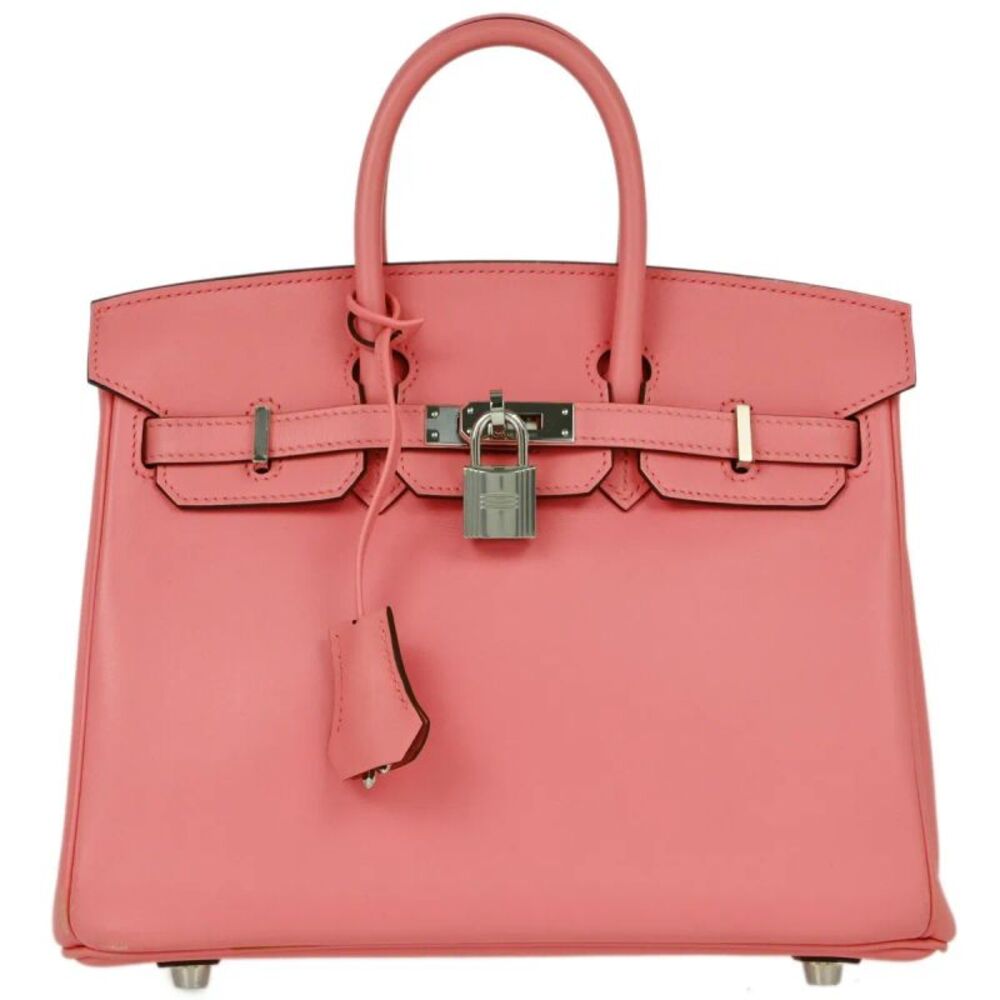 Hermes Birkin Handbag Pink Swift With Palladium Hardware Pink Leather Handbag
